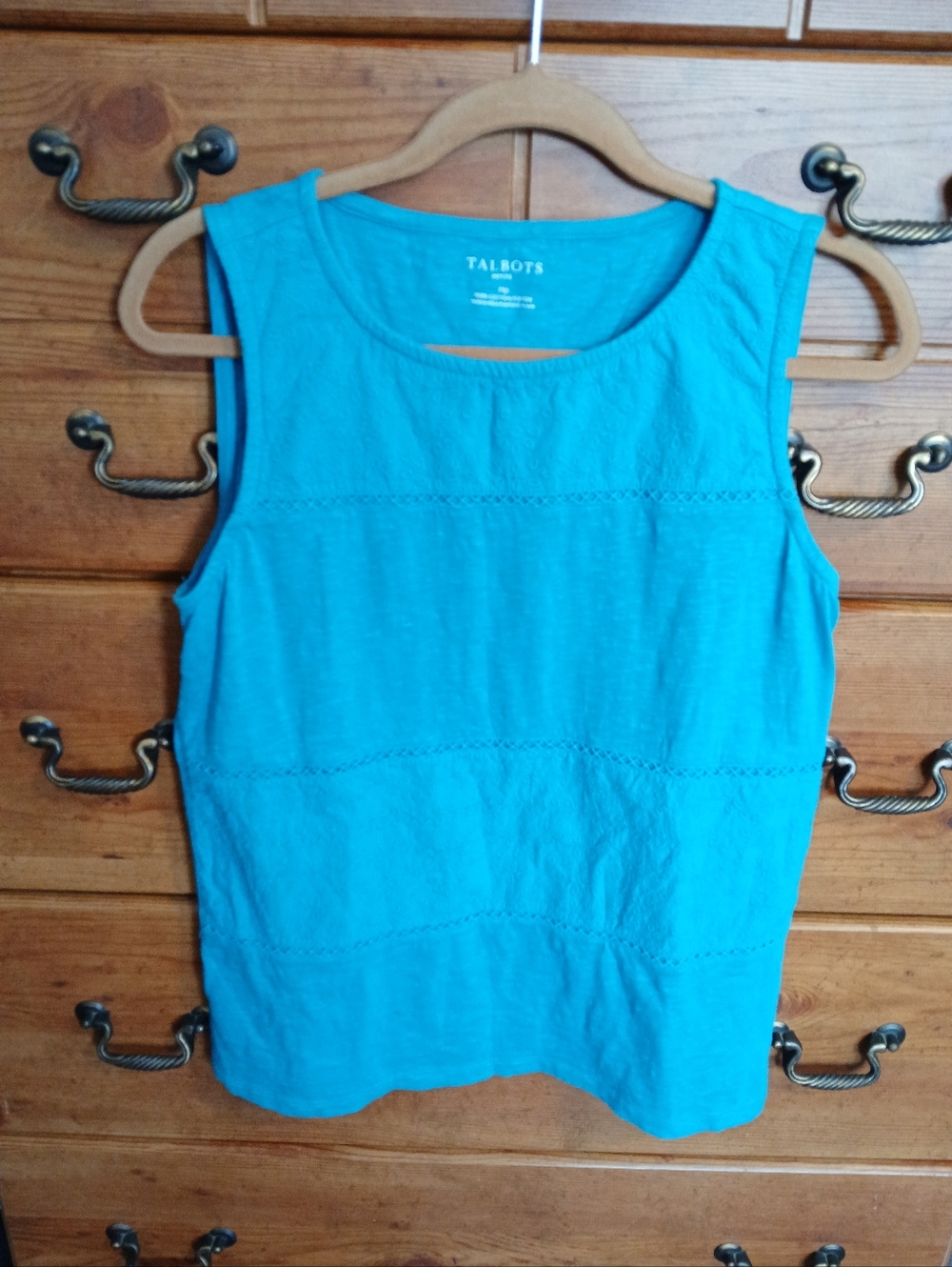 Talbots Sleeveless Cotton Tank Top in Turquoise Blue./ Size: Medium Petite